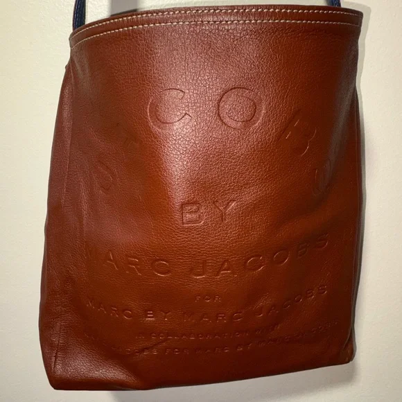 Marc Jacobs Reversible Leather Tote Brown Blue Shoulder Bag - Picture 6 of 10